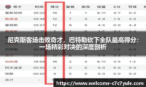 尼克斯客场击败奇才，巴特勒砍下全队最高得分：一场精彩对决的深度剖析